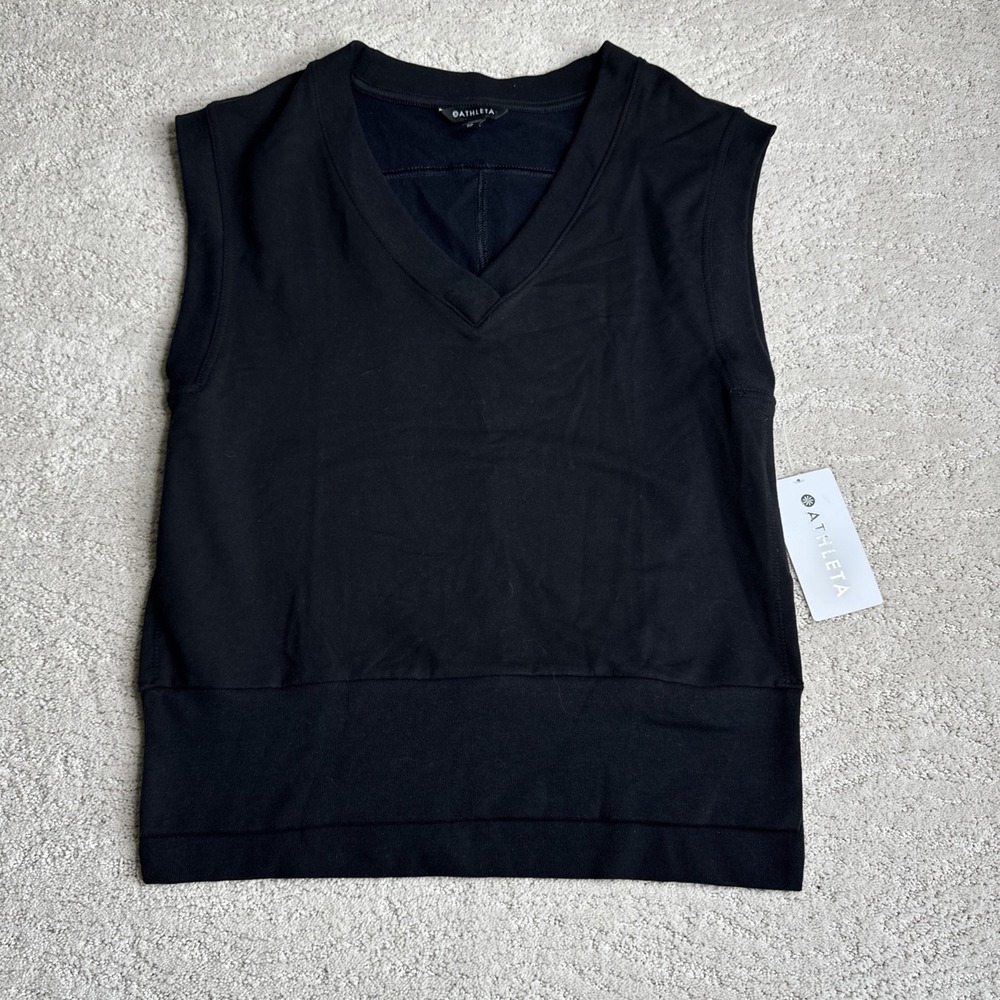 Women's‎ NEW Athleta XS Retroterry V-Neck Sweatshirt Tee Sleeveless Sweater